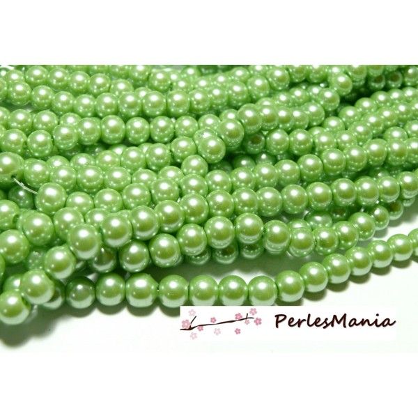 perles de verre nacré VERT PISTACHE 8mm 2O5505 fournitures pour bijoux