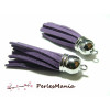 10 pompons breloque passementière 6cm suédine Violet  Argent platine, apprêts et mercerie 