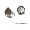 20 pièces: 10 bagues double fine 12mm Argent Platine et 10 cabochons en 12mm 
