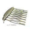 1 peigne plume accessoires cheveux 52mm barrettes en bronze 