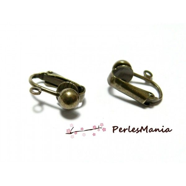 10 supports de Boucles d'oreille clips Bronze avec attache P491 pour création de bijoux 
