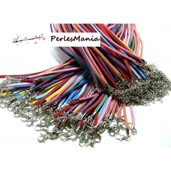 10 colliers de cordon en suédine mulitcolores H025 ( coloris aléatoire ) 