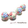 10 perles  de fimo flower power 12mm refY36 fournitures pour bijoux 