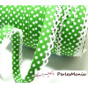 50cm ruban biais dentelle Pois vert et blanc 12mm ref 71486 couleur 88 