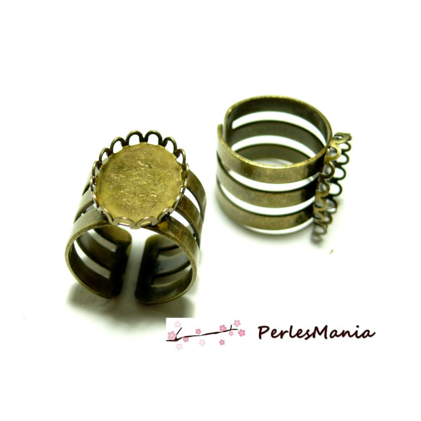 Supports de bagues TRIPLE QUALITE 13 par 18mm art deco, métal finition BRONZE