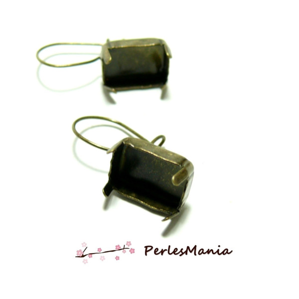 Supports Boucles d’Oreille Dormeuse Rectangle 13x18mm Bronze