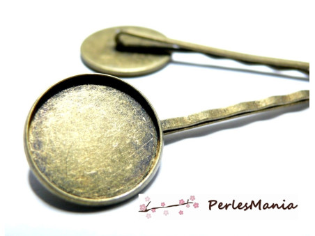 supports de barrettes 12mm BRONZE ronde qualité