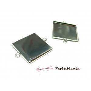 1 Support de pendentif connecteur carré 25mm Argent platine ID31071