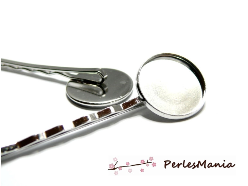 10 supports de barrettes 16mm Argent platine ronde qualité pour création de bijoux 