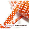 1 m ruban biais dentelle Pois Orange et blanc 12mm ref 71486 couleur 95 