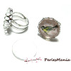2 pièces:1 bague DOUBLE QUALITE VAGUE 18mm  ID30315  ARGENT PLATINE et 1 cabochon 