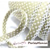 50 cm cordon ruban biais dentelle Pois Beige et blanc 12mm ref 71486 couleur 77 