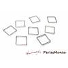 50 connecteurs carrés  10 mm en argent platine 