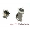 2 supports de Boucles d'oreille PUCE Ronde griffe et attache 12mm ID31524  Argent Platine 