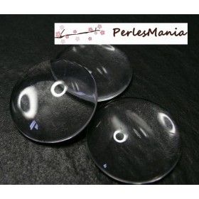 cabochons en verre forme RONDE 30mm Fond plat effet loupe bombé sur le dessus