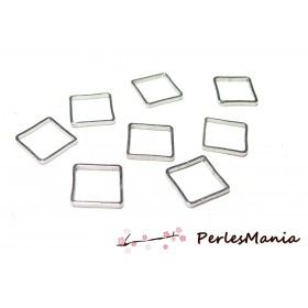 20 pendentifs connecteur carré 12mm argent platine H3011 