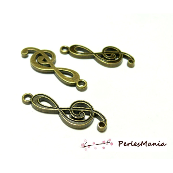 10  pendentifs breloques Grande clé de sol ref 14 BRONZE 
