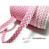 1 m ruban biais dentelle Pois Rose et blanc 12mm ref 71486 couleur 32 