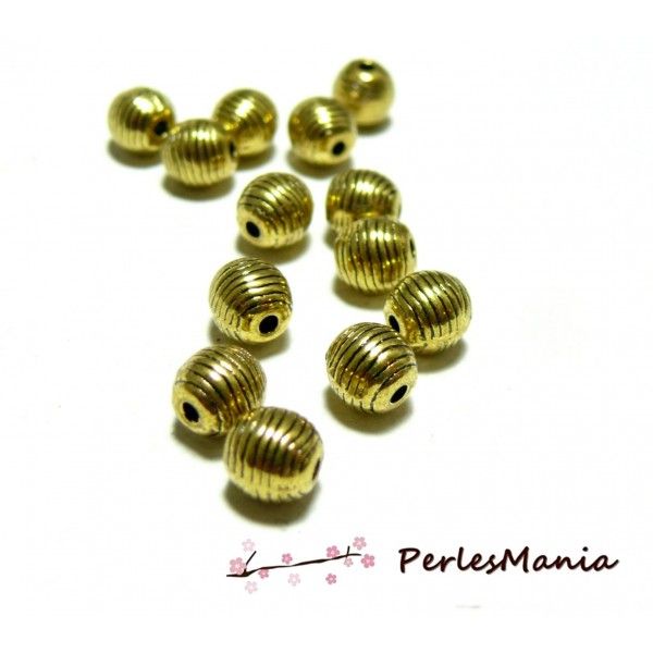 40 perles intercalaires en 6mm H6662 Vieil or style rayures 