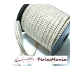 1m de cordon de suédine cloutée doré  aspect Daim double rangée facettée BLANC P00513 
