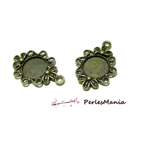 pendentifs ARTY Fleur Vintage pour cabochon en 12mm ref 126 Bronze
