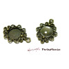 pendentif ARTY Fleur Vintage pour cabochon ref 126 Bronze et 10 cabochon en verre transparents en 12mm