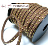 Cordon de suédine cloutée doré aspect Daim Marron 4.5mm