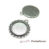 10 pendentif ARTY  vague picot  pour cabochon en 20mm  ref 116 Vieil argent 