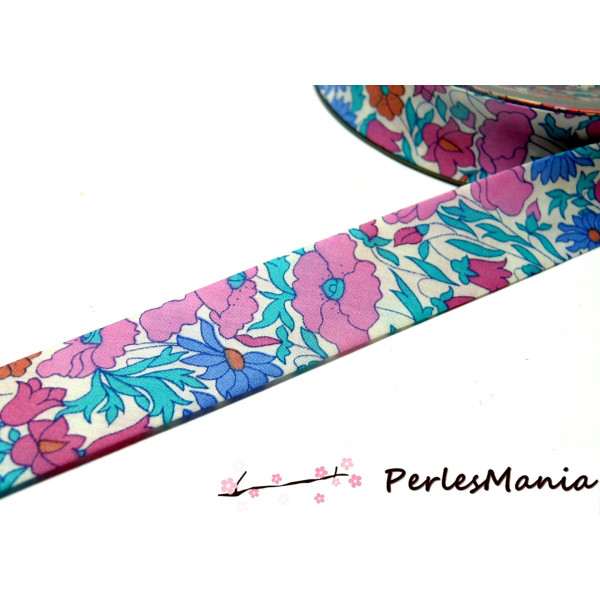 B4095L 1m ruban biais liberty 20mm fleuri