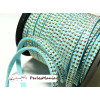 1m de cordon de suédine cloutée doré  aspect Daim double rangée facettée TURQUOISE P00517 