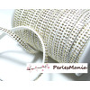 1m de cordon de suédine cloutée doré  aspect Daim double rangée facettée BLANC P00413 