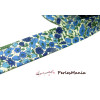 1m ruban  biais liberty 20mm B3258C fleuri ton bleu 