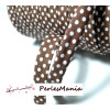 1 m ruban biais spaghetti  à pois Marron et blanc 10mm 70480- 43 