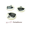 10 pendentifs nacre pastille sequins Cage et oiseau  en 20mm 