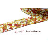 1m ruban  biais liberty 20mm B3259B fleuri ton Jaune orange 