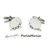 2 supports Boutons de manchettes vague ID 31920 ARGENT PLATINE en 14mm 