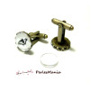 20 Pièces: 10 Boutons de manchettes vague ID 31920 BRONZE en 14mm et 10 cabochons 