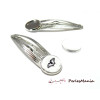 20 pièces:10 barrette clip STRIE 14mm ARGENT PLATINE ref 31075 et 10 cabochons 