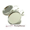 2 Supports Boucle d'oreille  25mm  qualité ARGENT PLATINE 