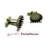2 supports Boutons de manchettes griffe ID 31916 BRONZE ovale en 13 par 18mm 