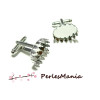 2 supports Boutons de manchettes griffe ID 31916 ARGENT PLATINE ovale en 13 par 18mm 