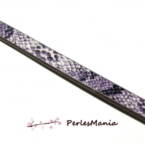 1,2m de cordon plat 10mm Imitation serpent  Violet ref 263 