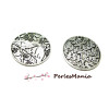 2 pendentifs breloque VIEIL ARGENT  Medaillon arbre et oiseau 2B3251 BI face 