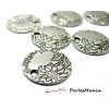 10 pieces breloques pendentif vague de fleur 2B 2604 viel argent 