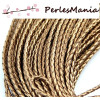 Apprêt bijoux: 2 m fil tressé simili cuir BRONZE P5060 diamètre 3mm 