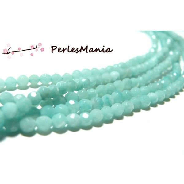 10 perles amazonite bleu ciel facettée ronde  4mm 