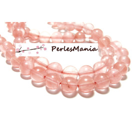 10 perles RONDES  QUARTZ CERISE 10mm 