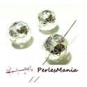 10 perles intercalaire ronde fleur metal H59 20mm ARGENT VIF