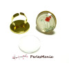 2 pièces: 1 support de bague 25mm qualité extra OR et 1 cabochon 
