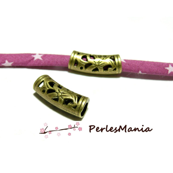 Perles Intercalaire Tube Travaillé 8x19mm Bronze